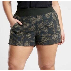 NWT Athleta Trekkie North Floral Printed Short in Terra Firma Olive Womens sz 24